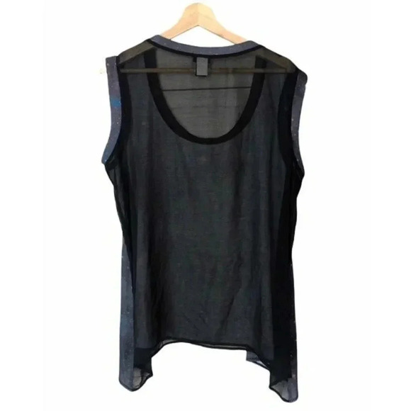 Torrid Blue Galaxy Sharkbite Hem Sheer Back Tank Top 1 - Picture 3 of 7